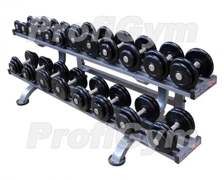 Гантельный ряд обрезиненный от 3,5 до 26 кг, 9 пар